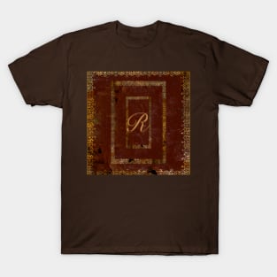 Classic Worn Gilded Leather Book Cover Design Letter R T-Shirt